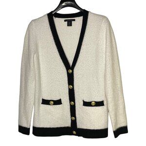Tahari Crest 5 Button Cardigan Sz MED Preppy Academia Old Money